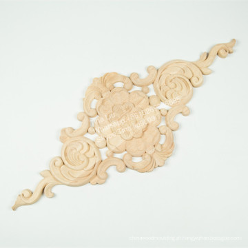 Estilo esculpido entalhado madeira da decoração da porta da flor do Applique em linha longo do estilo de Onlay